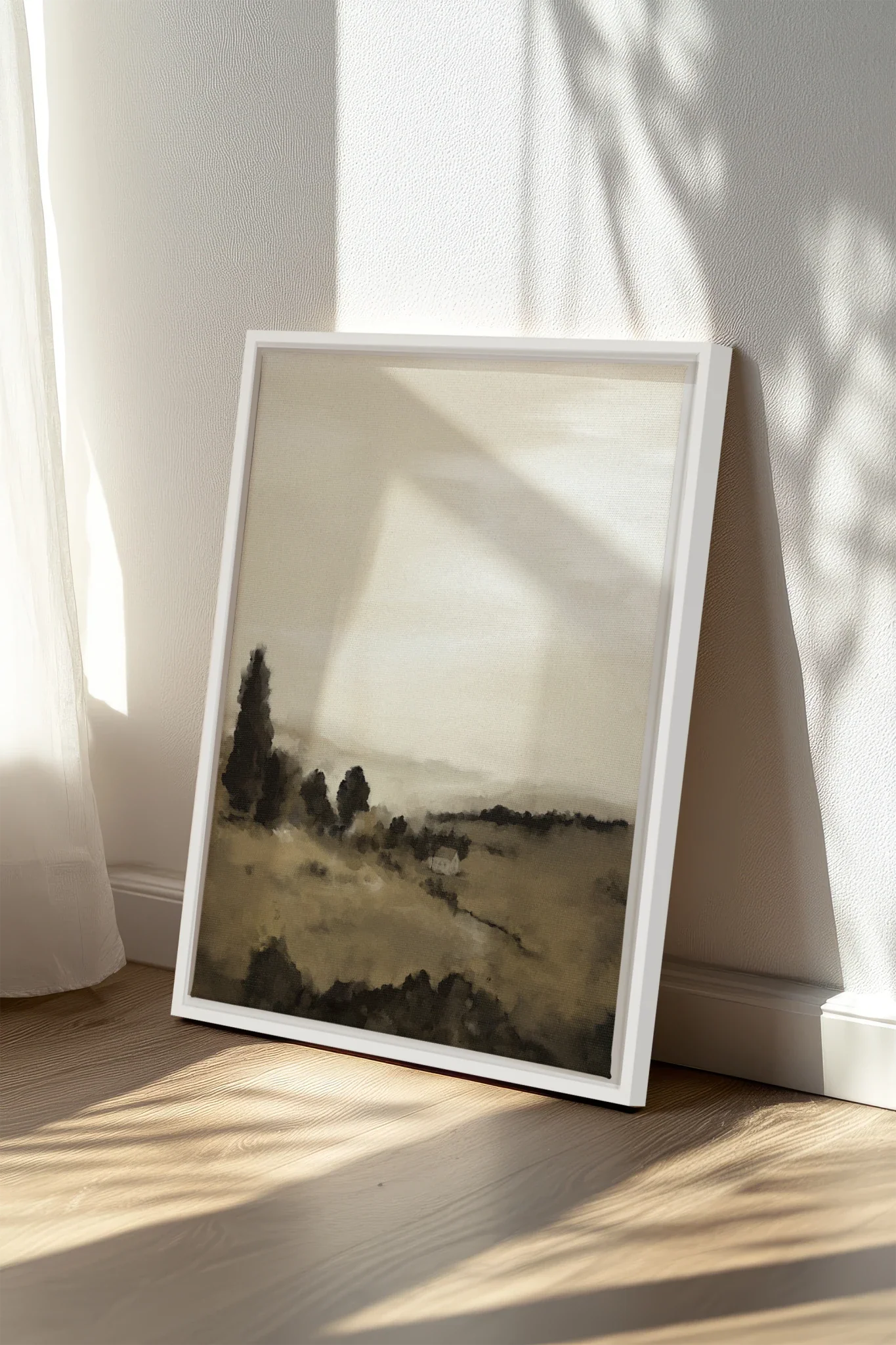 PRAIRIE DE BRUME, Work on stretched canvas, framed White