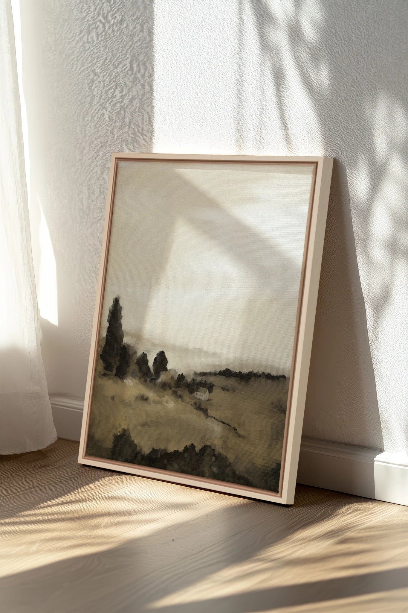 PRAIRIE DE BRUME, Work on stretched canvas, framed Naturel Clair