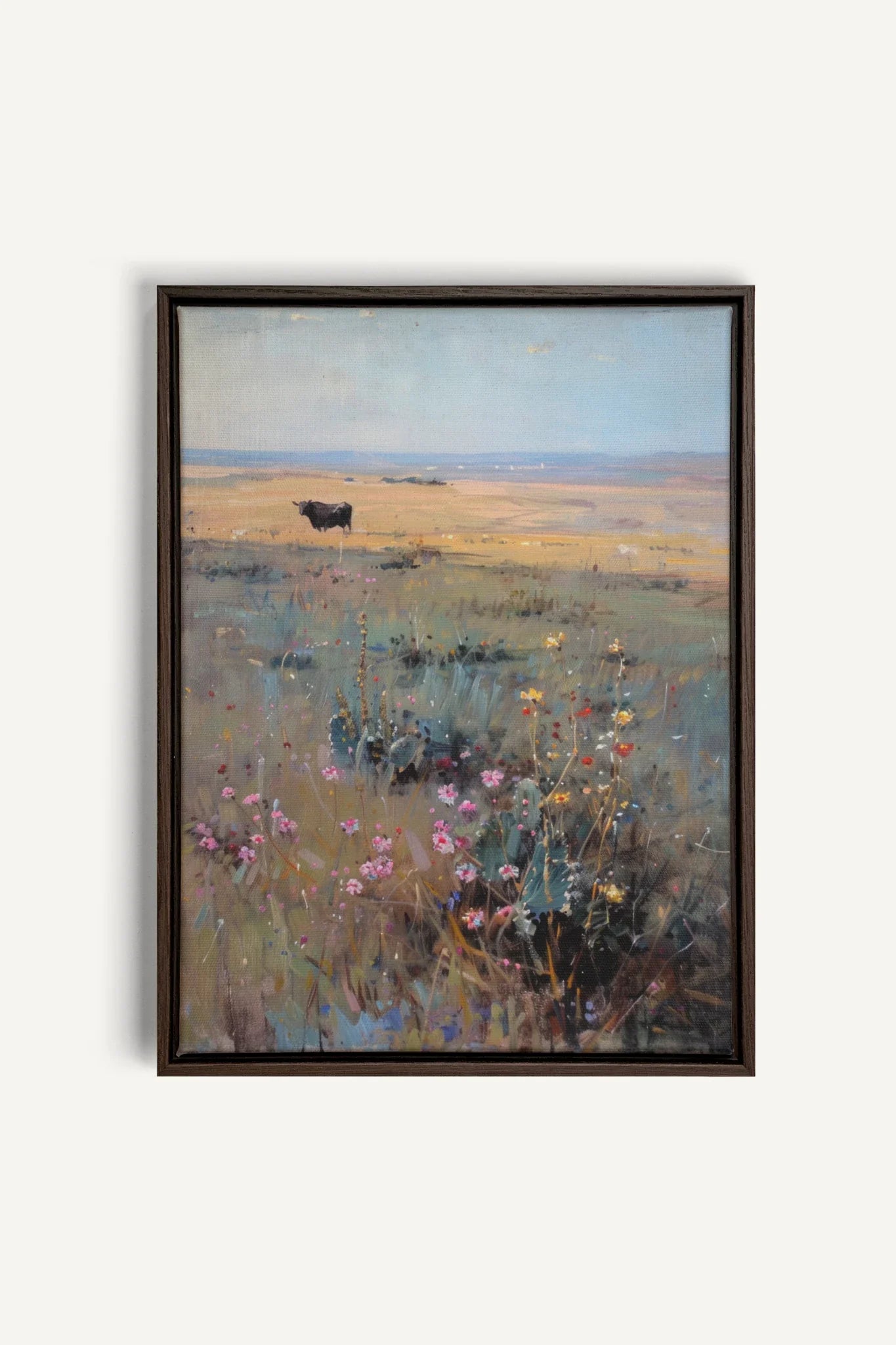 RAINBOW FIELD, Artwork on stretched canvas, framed in Walnut Brown