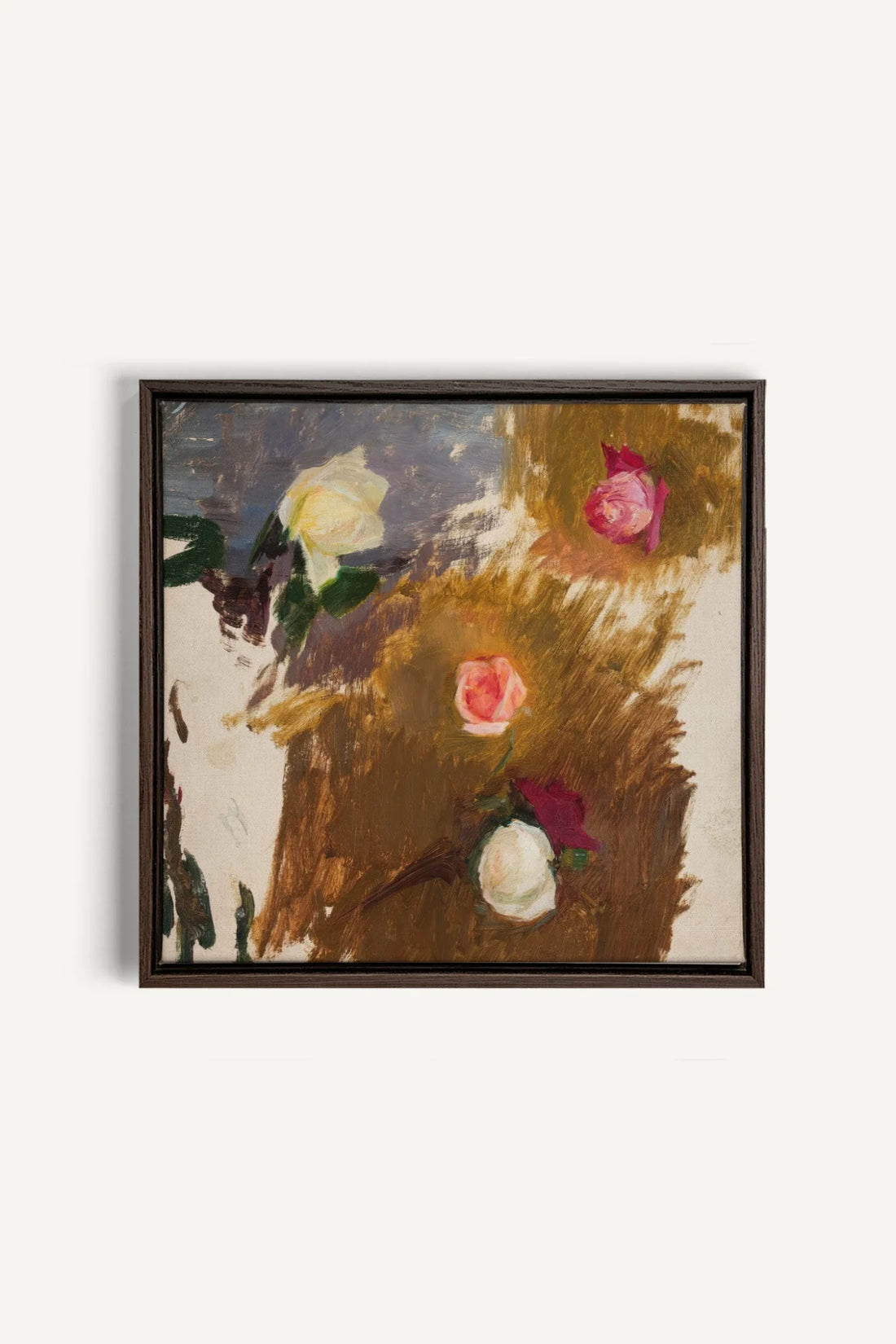 RAW FLORALS, Oeuvre sur toile étirée, encadré Brun Noyer