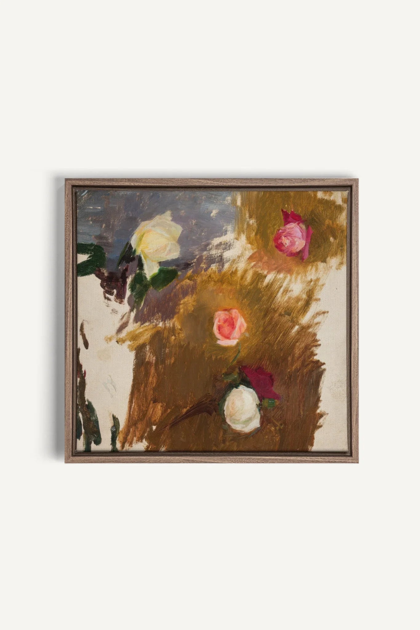 RAW FLORALS, Oeuvre sur toile étirée, encadré Brun Chêne