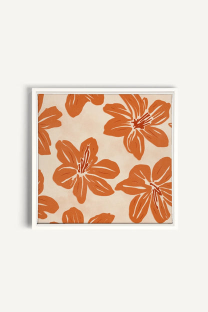 RAYON FLORAL, Oeuvre sur toile étirée, encadré Blanc