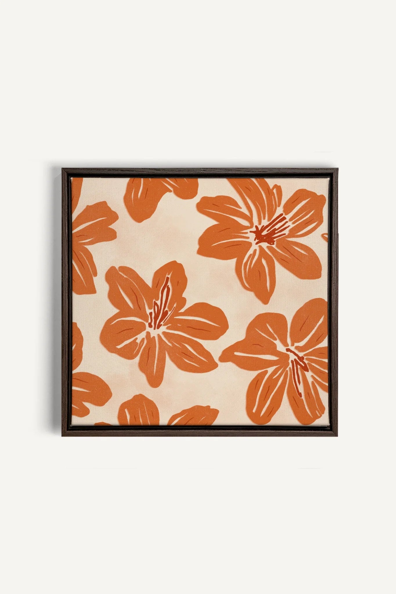 RAYON FLORAL, Oeuvre sur toile étirée, encadré Brun Noyer