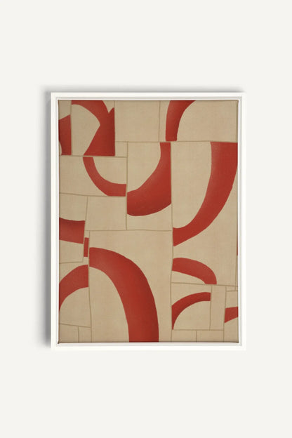 OLEKA CANVAS - RED MOSAIC, Oeuvre sur toile étirée, encadré Blanc