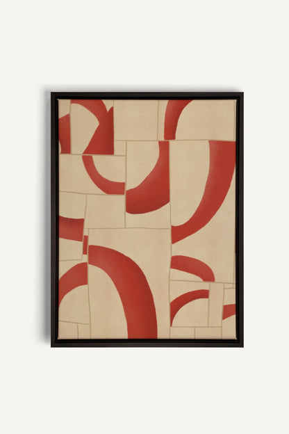 OLEKA CANVAS - RED MOSAIC, Oeuvre sur toile étirée, encadré Noir