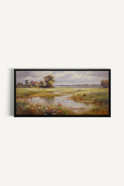 OLEKA CANVAS - Red Oasis, Oeuvre sur toile étirée, encadré Noir