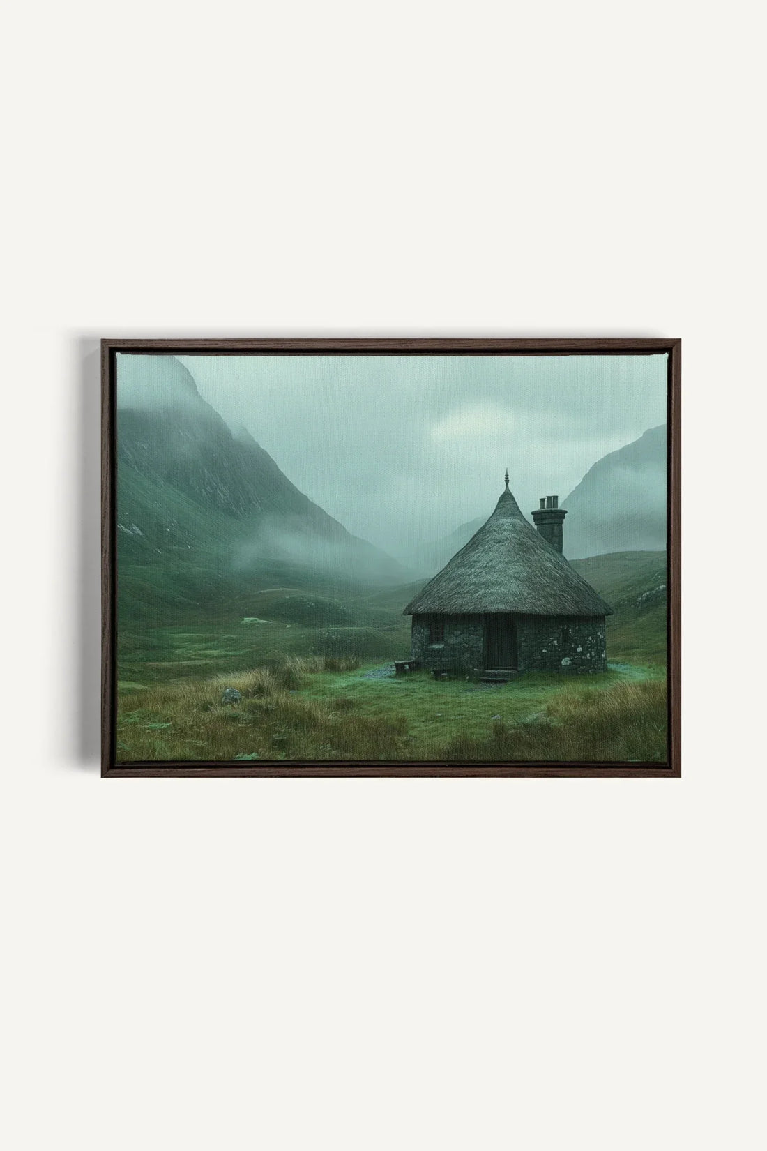 OLEKA CANVAS - REFUGE DU GARDIEN, Oeuvre sur toile étirée, encadré Brun Noyer