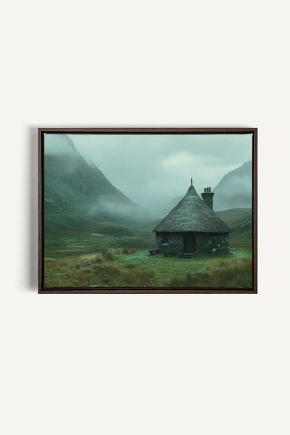 OLEKA CANVAS - REFUGE DU GARDIEN, Oeuvre sur toile étirée, encadré Brun Noyer