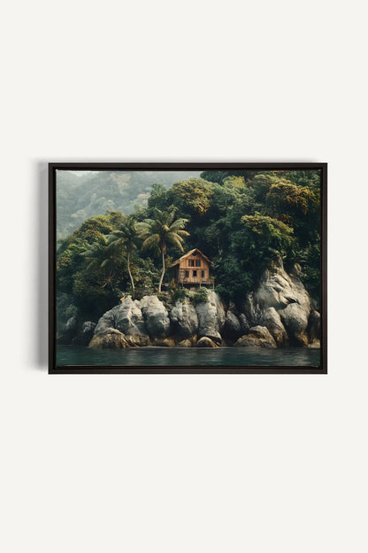 OLEKA CANVAS - REFUGE TROPICAL, Oeuvre sur toile étirée, encadré Noir