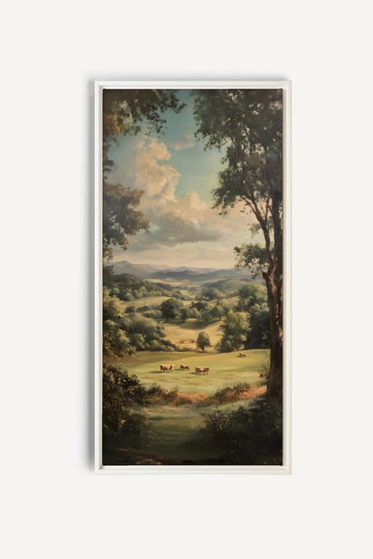OLEKA CANVAS - REPOS CHAMPÊTRE, Oeuvre sur toile étirée, encadré Blanc