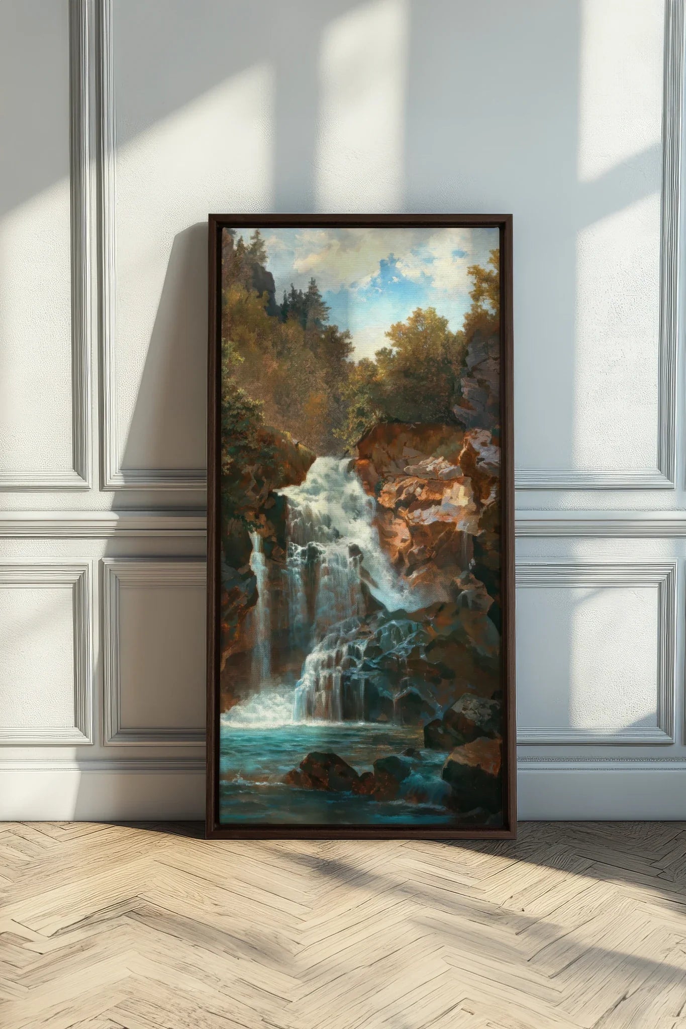 RIVERFIRE, Oeuvre sur toile étirée, encadré Brun Noyer