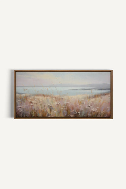 OLEKA CANVAS - Rose Lagoon, Oeuvre sur toile étirée, encadré Brun Chêne