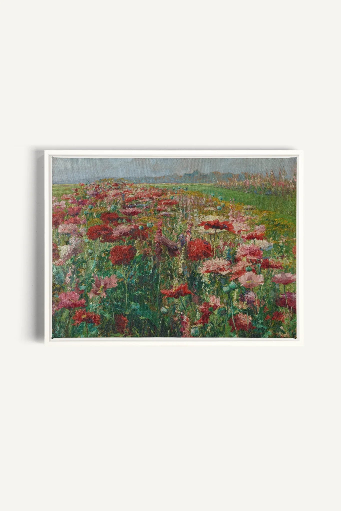 ROUGE PRAIRIE, Oeuvre sur toile étirée, encadré Blanc