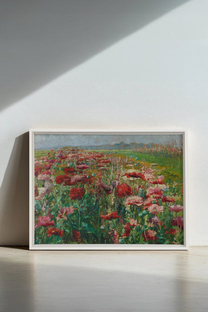 ROUGE PRAIRIE, Oeuvre sur toile étirée, encadré Blanc