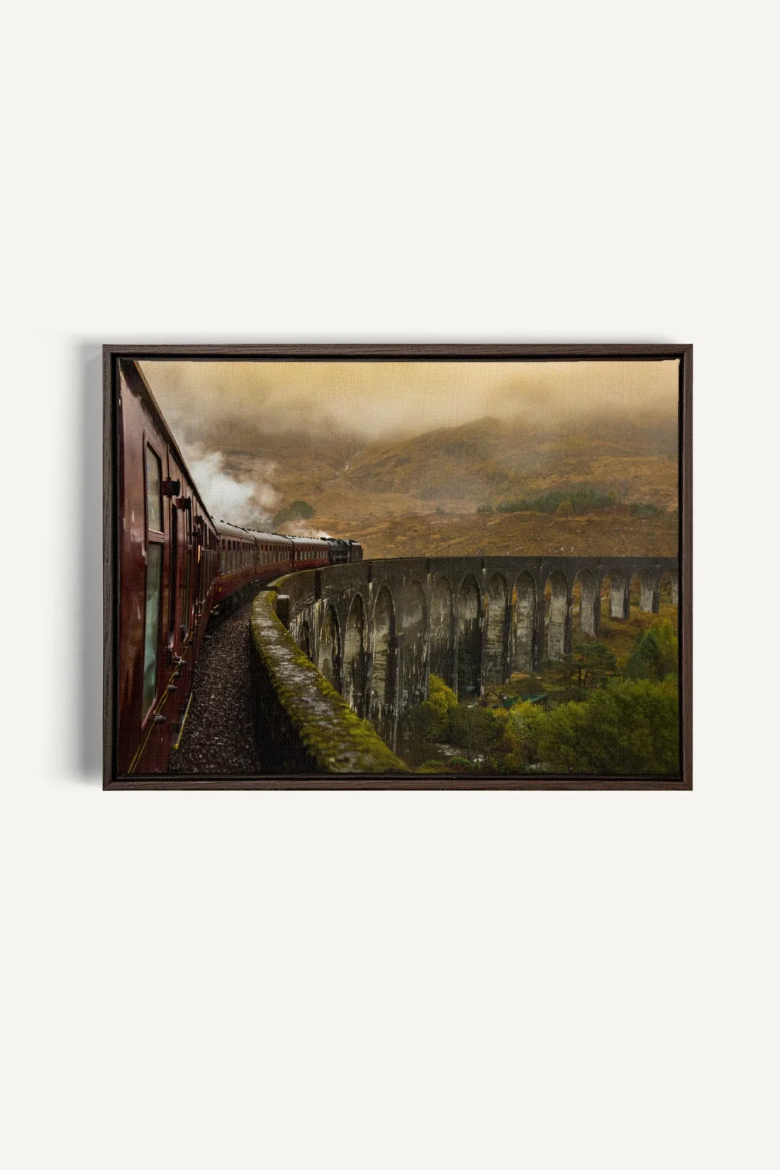 OLEKA CANVAS - ROUTE DU MYSTÈRE, Oeuvre sur toile étirée, encadré Brun Noyer