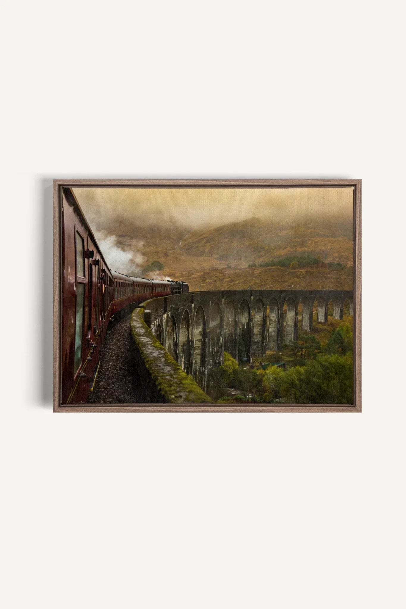 OLEKA CANVAS - ROUTE DU MYSTÈRE, Oeuvre sur toile étirée, encadré Brun Chêne