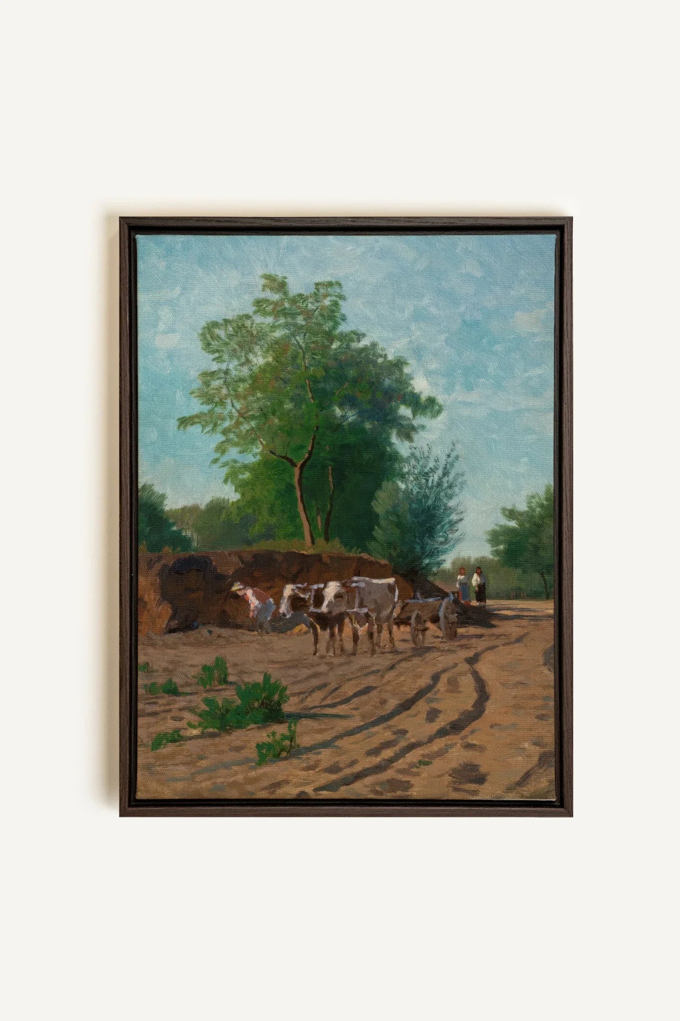 ROUTE DU VILLAGE, Oeuvre sur toile étirée, encadré Brun Noyer