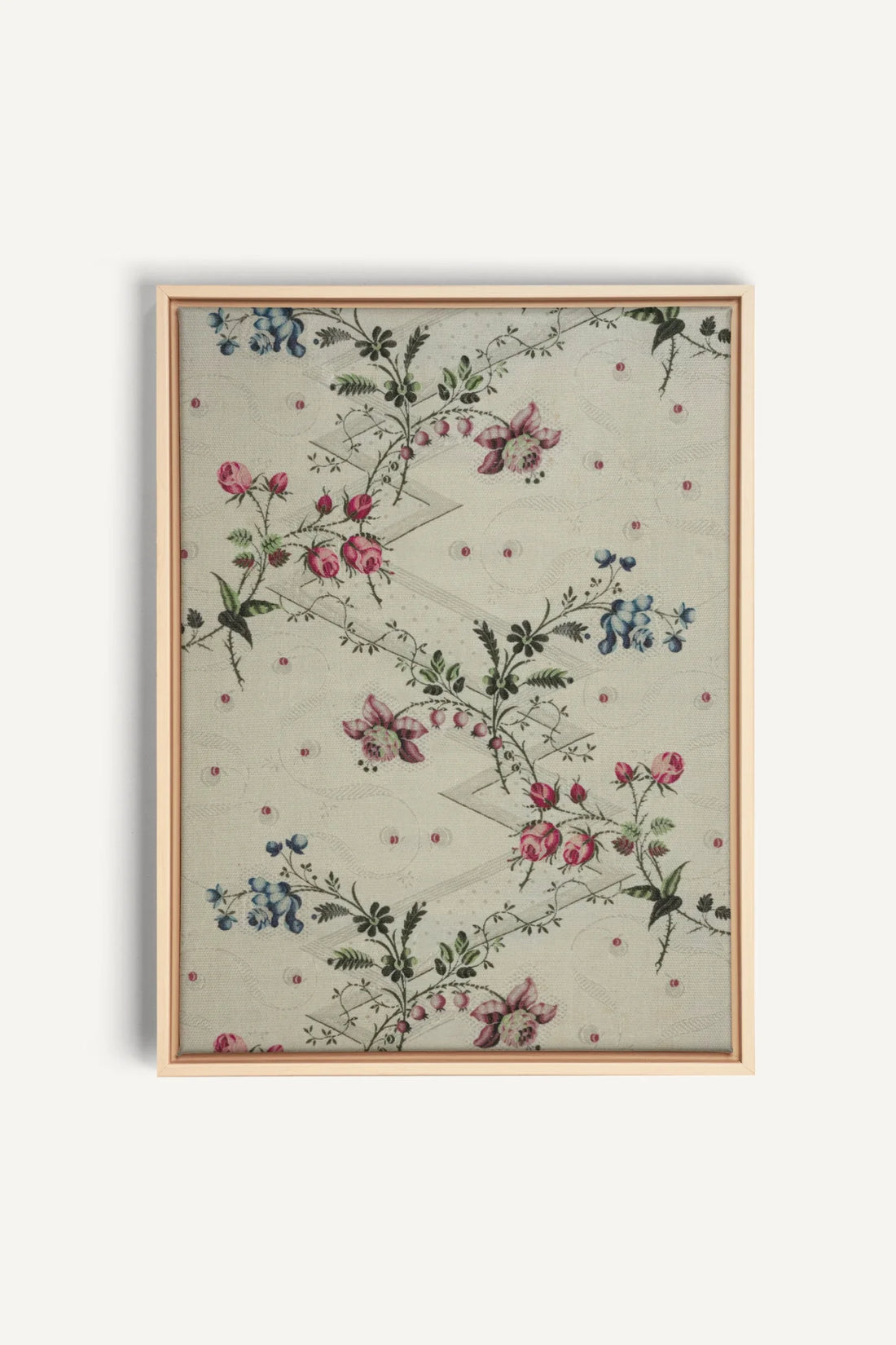 RUBAN DE ROSES, Oeuvre sur toile étirée, encadré Naturel Clair