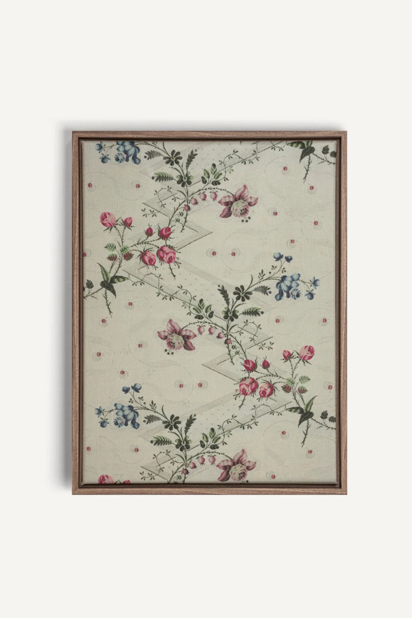 RUBAN DE ROSES, Oeuvre sur toile étirée, encadré Brun Chêne