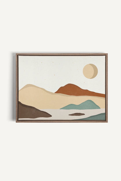 SAND &amp; SKY, Oeuvre sur toile étirée, encadré Brun Chêne
