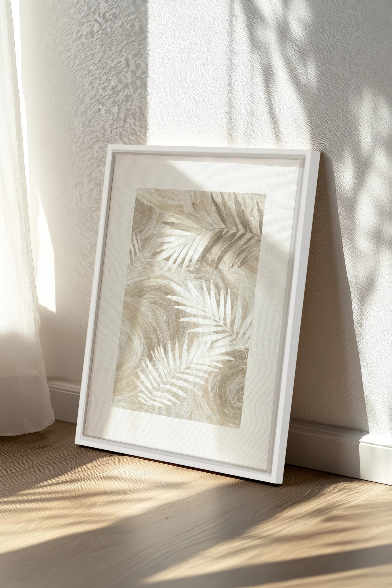 SAND PALM, Oeuvre sur toile étirée, encadré Blanc