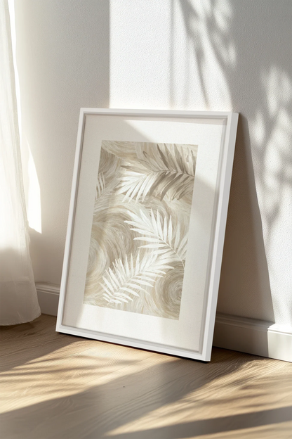 SAND PALM, Oeuvre sur toile étirée, encadré Blanc