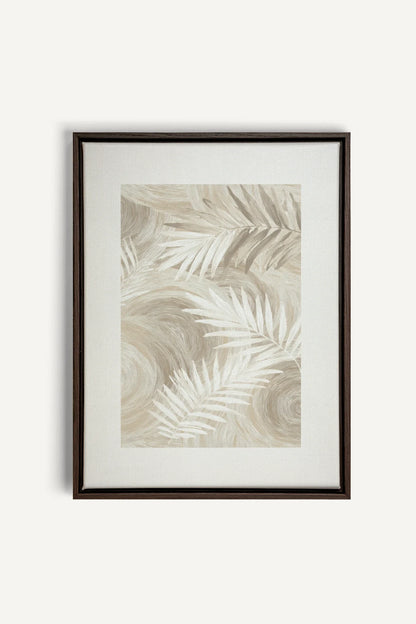 SAND PALM, Oeuvre sur toile étirée, encadré Brun Noyer
