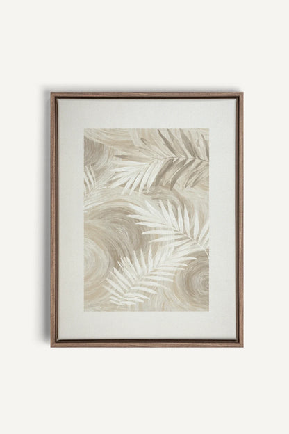 SAND PALM, Oeuvre sur toile étirée, encadré Brun Chêne