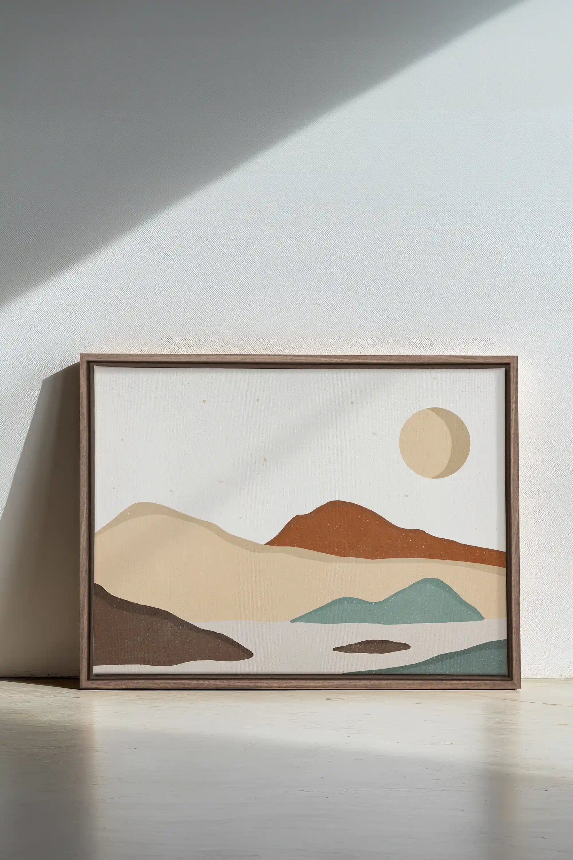 SAND &amp; SKY, Oeuvre sur toile étirée, encadré Brun Chêne