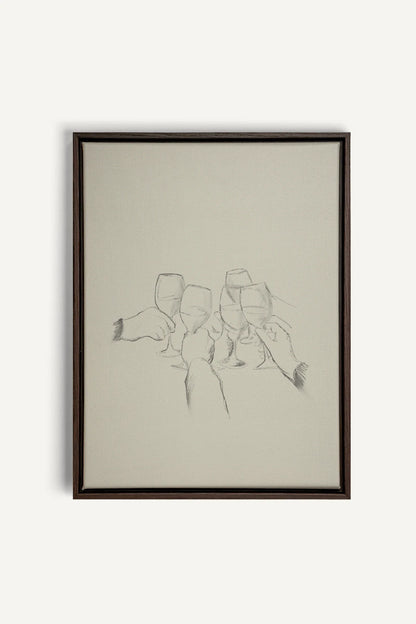 SANTÉ!, Artwork on stretched canvas, framed in Walnut Brown