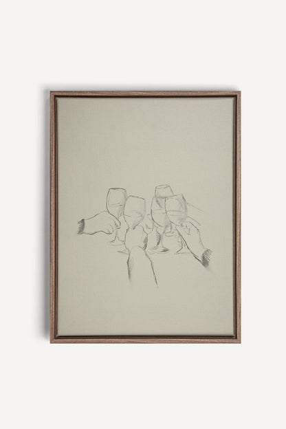 SANTÉ!, Artwork on stretched canvas, framed in Brown Oak