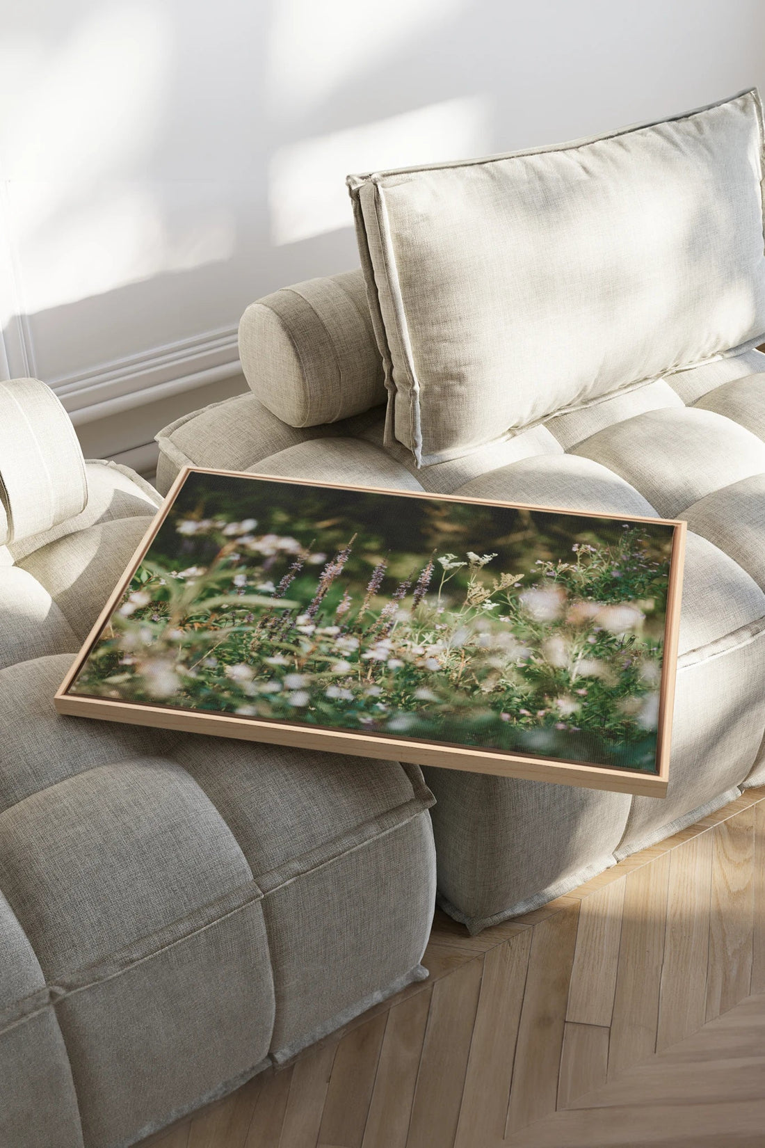 SAUGE &amp; LAVANDE, Oeuvre sur toile étirée, encadré Naturel Clair