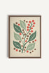 OLEKA CANVAS - SCARLET STEMS, Oeuvre sur toile étirée, encadré Brun Chêne