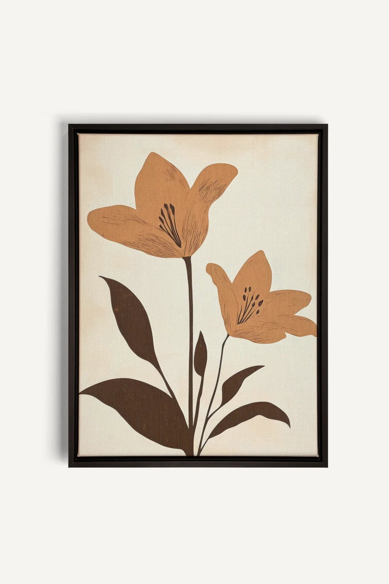 OLEKA CANVAS - SEPIA FLOWERS, Oeuvre sur toile étirée, encadré Noir