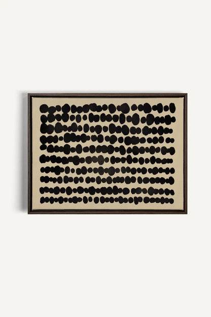 OLEKA CANVAS - SHADOW SCRIPT, Oeuvre sur toile étirée, encadré Brun Noyer