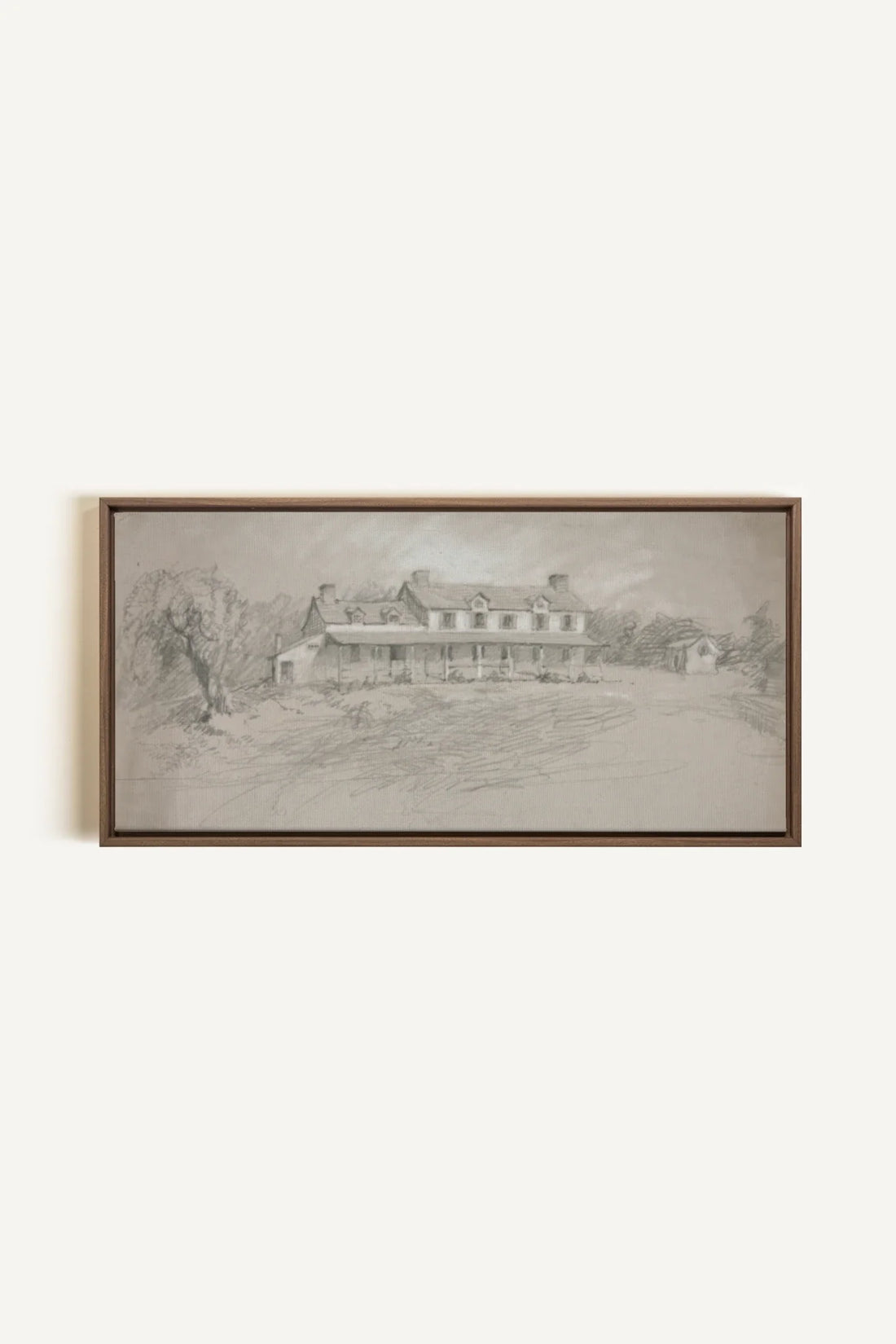 SHADOWED HOUSE, Oeuvre sur toile étirée, encadré Brun Chêne