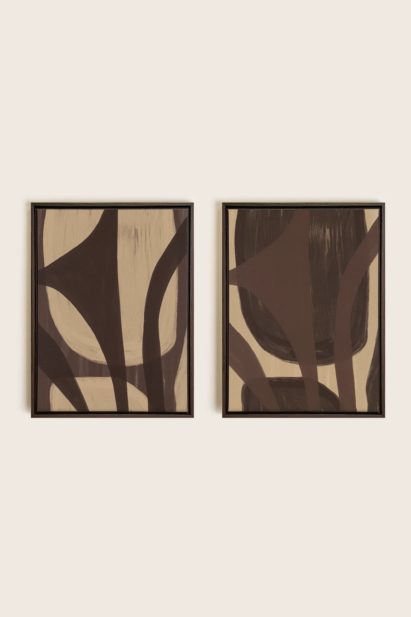 SOFT PATHWAYS DUO, Artwork on stretched canvas, framed in Walnut Brown