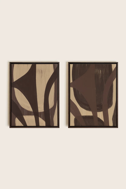 SOFT PATHWAYS DUO, Artwork on stretched canvas, framed in Walnut Brown