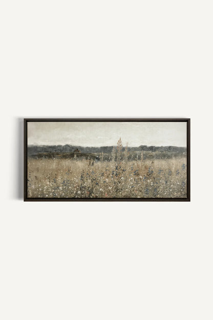 SOUFFLE DES PRÉS, Oeuvre sur toile étirée, encadré Brun Noyer