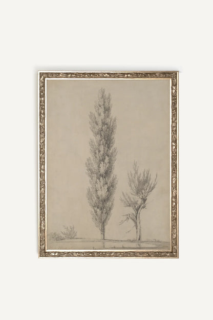 SOUFFLE DU PEUPLIER, Oeuvre sur toile rigide, encadré Vintage Argent