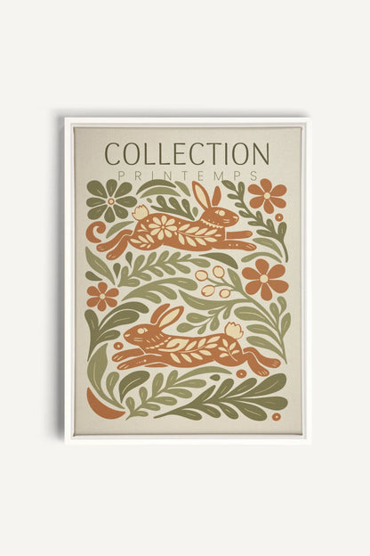 SPRING RABBITS, Oeuvre sur toile étirée, encadré Blanc