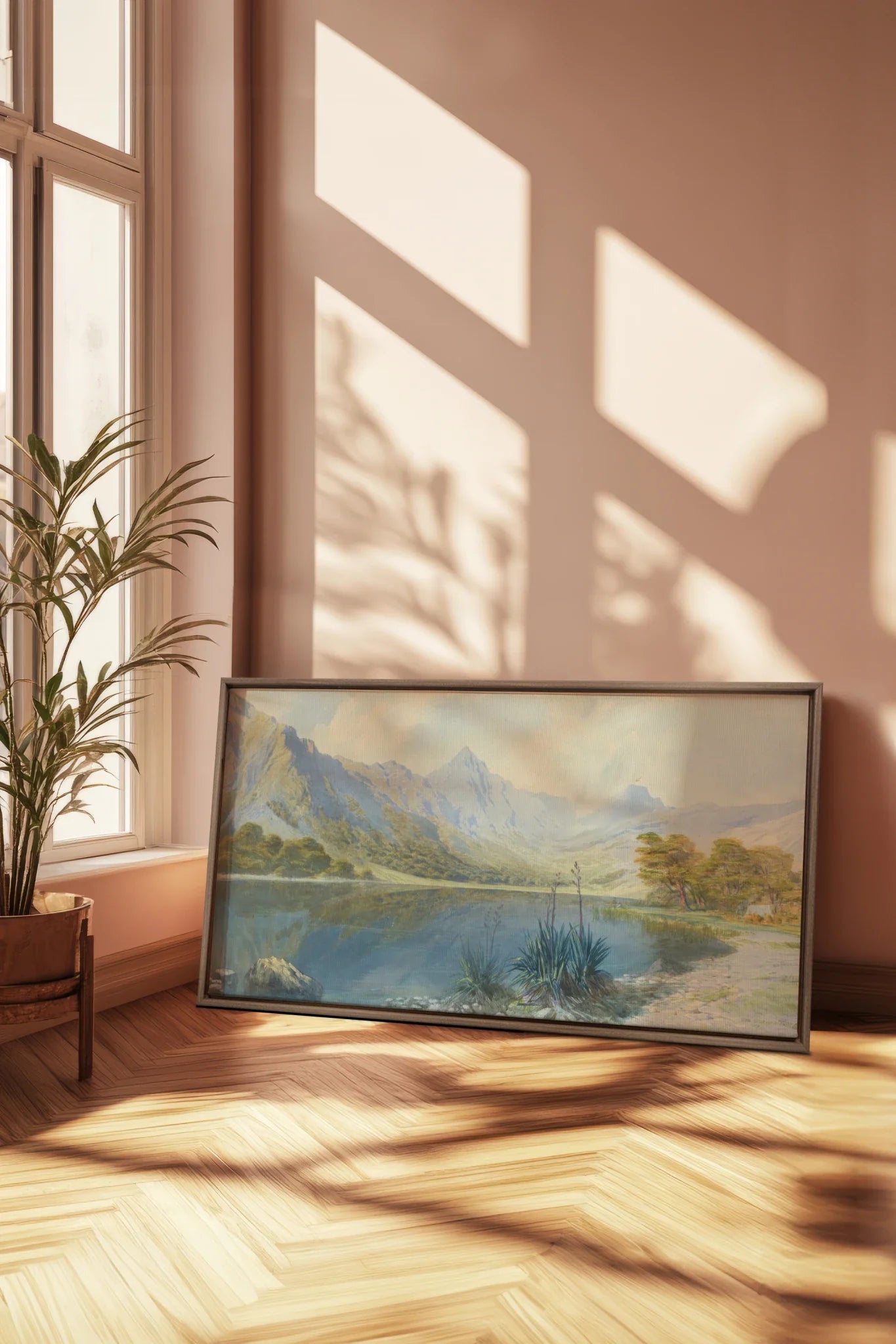 STILLWATER HAVEN, Oeuvre sur toile étirée, encadré Brun Chêne