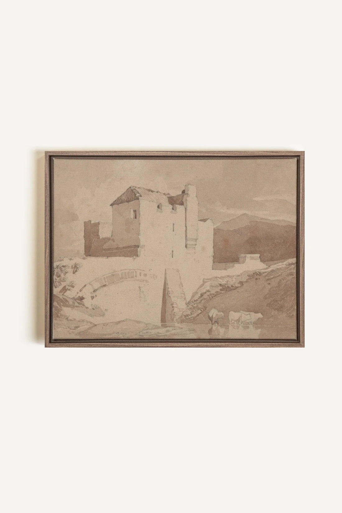 STONE AND STREAM, Oeuvre sur toile étirée, encadré Brun Chêne