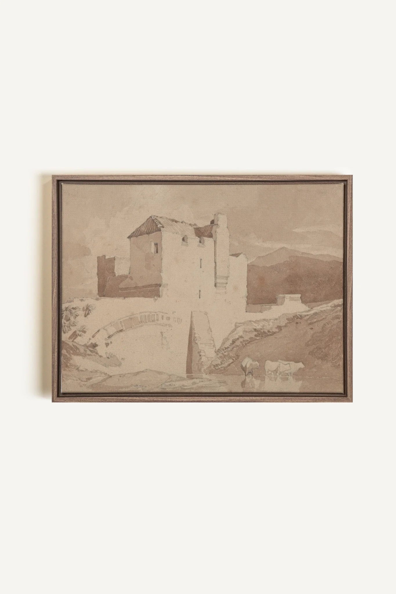 STONE AND STREAM, Oeuvre sur toile étirée, encadré Brun Chêne