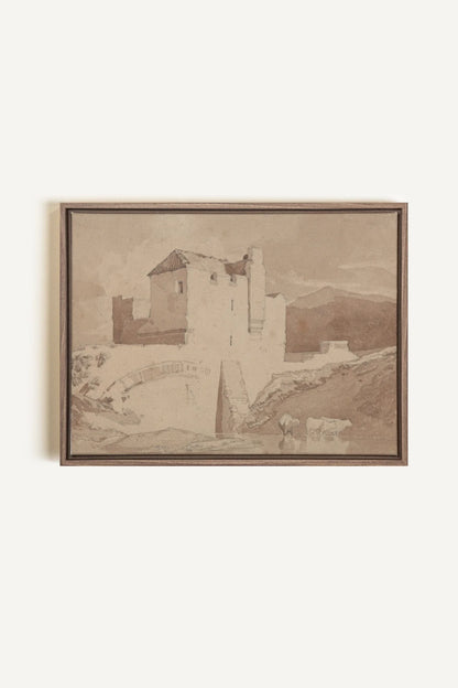 STONE AND STREAM, Oeuvre sur toile étirée, encadré Brun Chêne