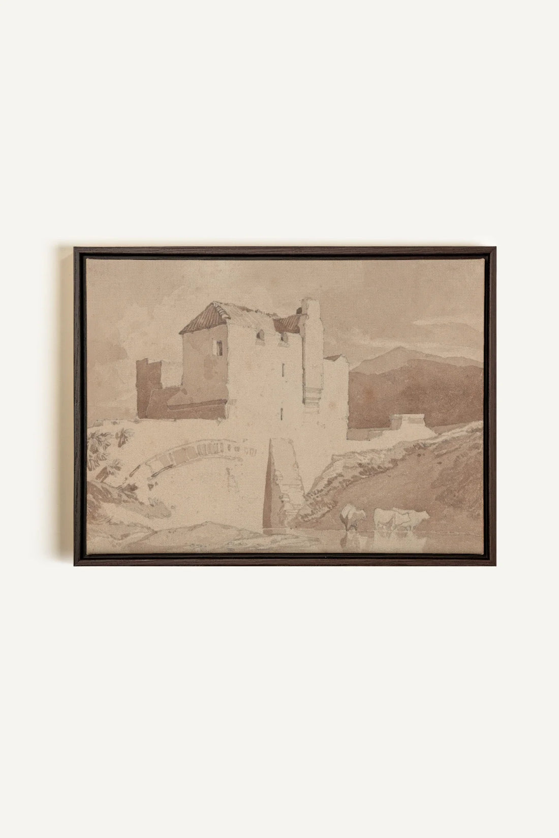 STONE AND STREAM, Oeuvre sur toile étirée, encadré Brun Noyer