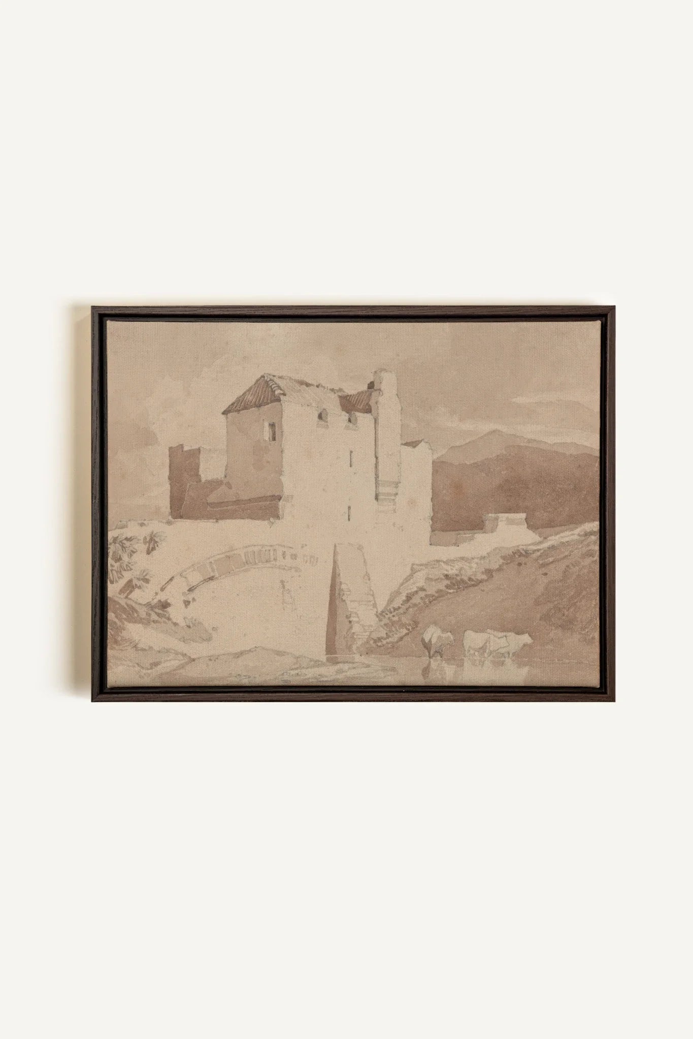 STONE AND STREAM, Oeuvre sur toile étirée, encadré Brun Noyer