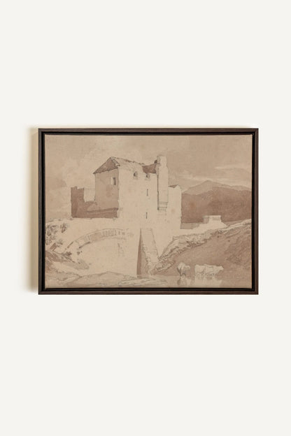 STONE AND STREAM, Oeuvre sur toile étirée, encadré Brun Noyer