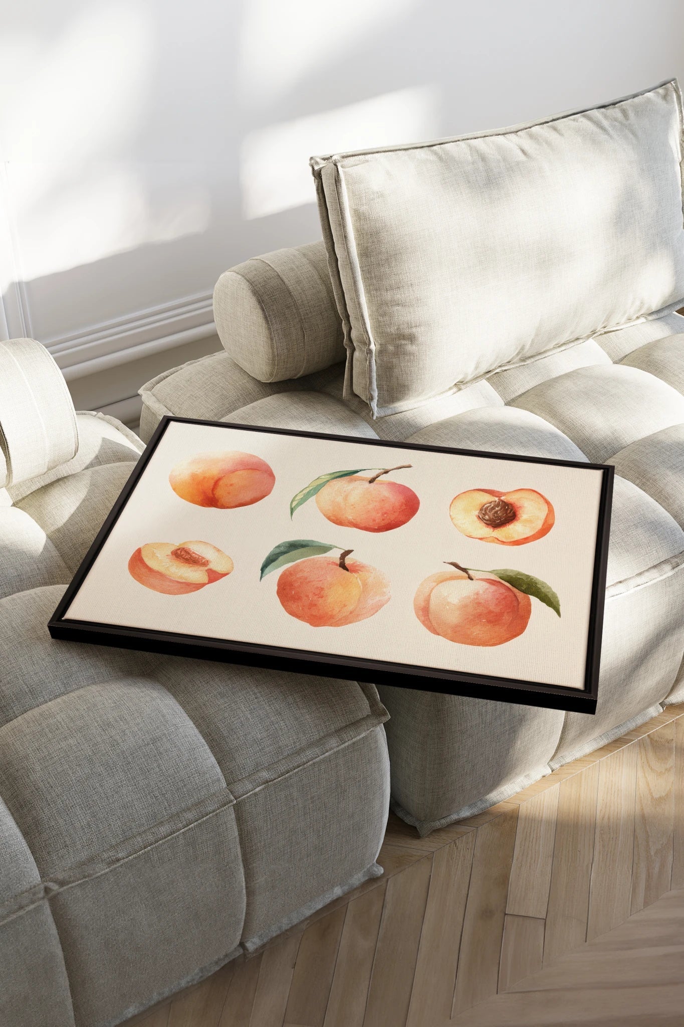 SUMMER PEACHES, Oeuvre sur toile étirée, encadré Noir