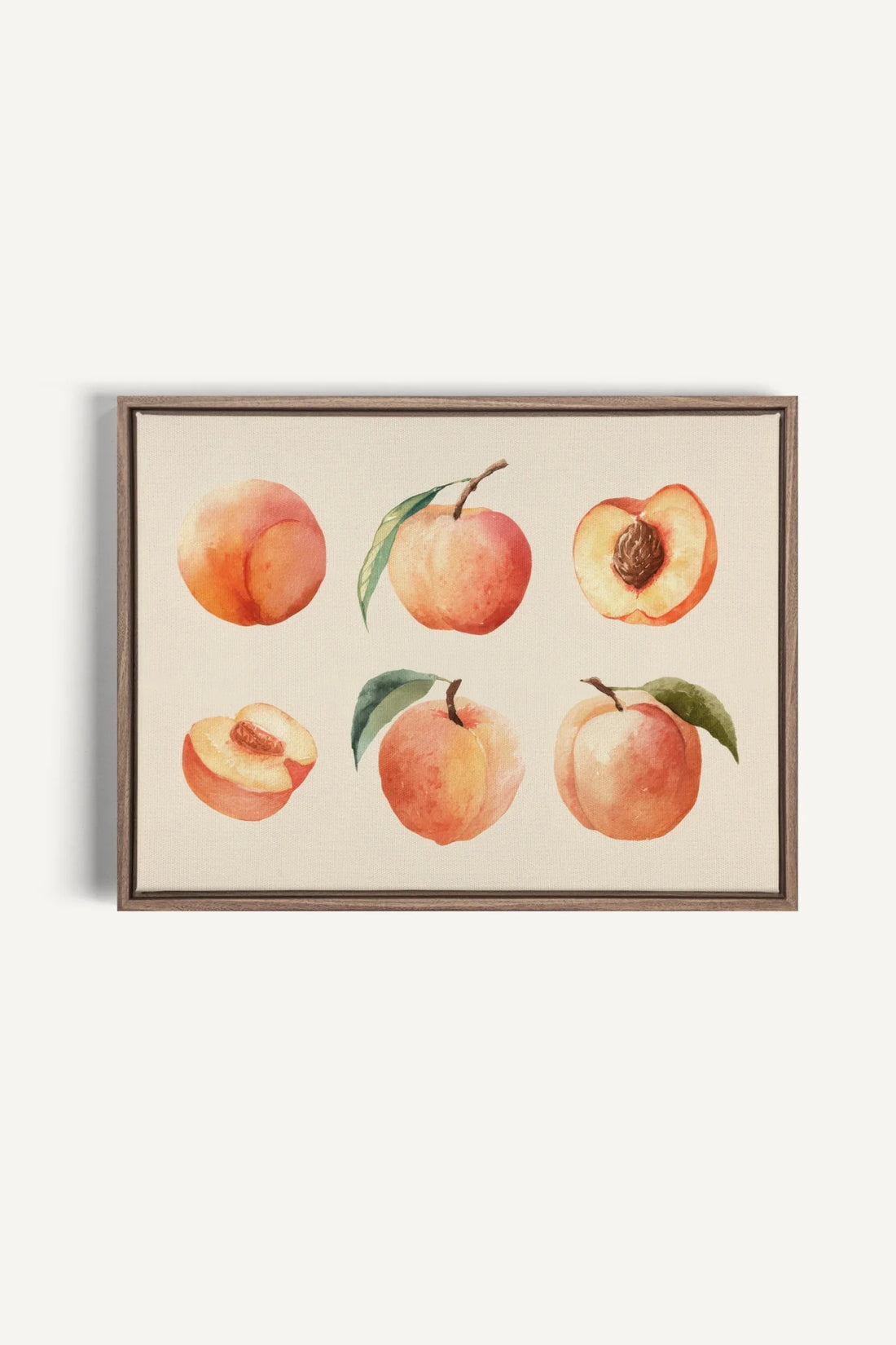 SUMMER PEACHES, Oeuvre sur toile étirée, encadré Brun Chêne